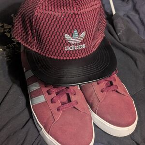 Adidas Burgundy Sneakers and Cap Set